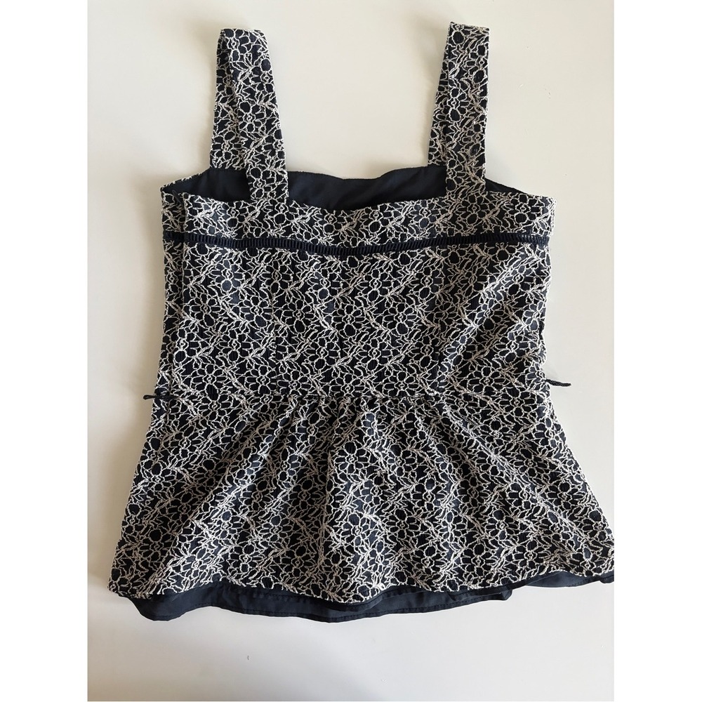 Banana Republic Black & White Lace-Inspired Peplum Tank - Picture 2 of 9